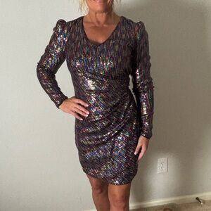 BCBGMAXAZRIA Rainbow Sequin Dress
